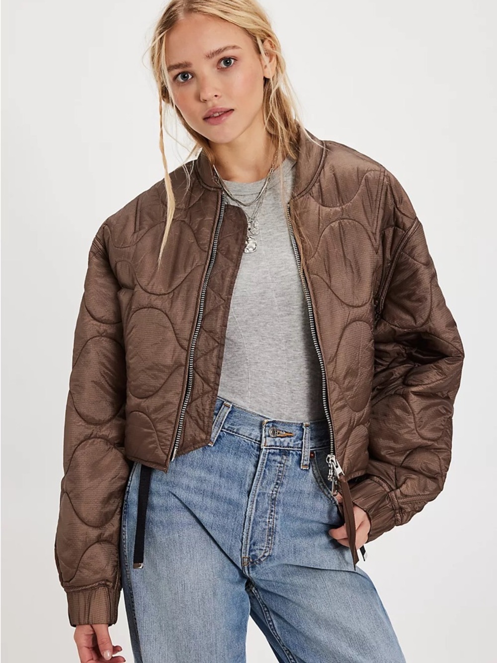 NWOT Free People AGOLDE x Shoreditch Ski Club Iona Quilted Jacket Size XL